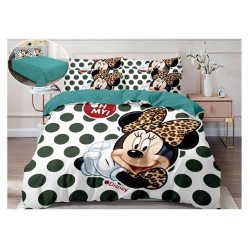 Lenjerie Pat Dublu, Bumbac Finet, 6 piese, IDENTIC CU POZA - Minnie Leopard