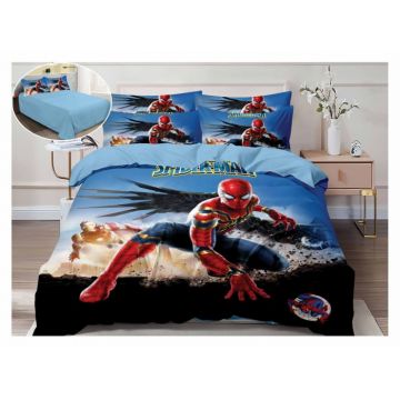 Lenjerie Pat Dublu, Bumbac Finet, 6 piese, IDENTIC CU POZA - Spiderman Ironman