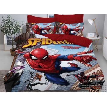 Lenjerie Pat Dublu, Bumbac Finet, 6 piese, MODEL IDENTIC CU POZA - SpiderMan