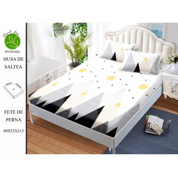Husa de pat cu elastic 180x200 din Bumbac Finet + 2 Fete de Perna - Minimalist