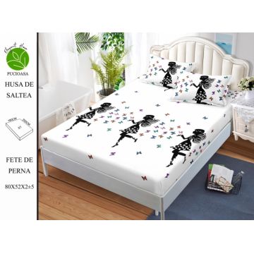 Husa de pat cu elastic 180x200 din Bumbac Finet + 2 Fete de Perna - Zana