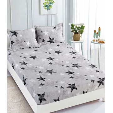Husa de pat cu elastic cocolino + 2 Fete de Perna - Black Star