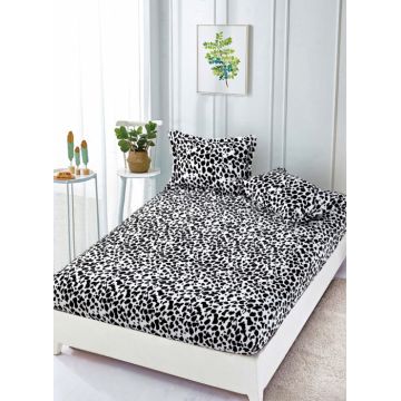 Husa de pat cu elastic cocolino + 2 Fete de Perna, Leopard Alb