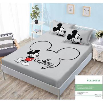 Husa Din Bumbac Tip Finet Cu Elastic 140x200 - Mickey