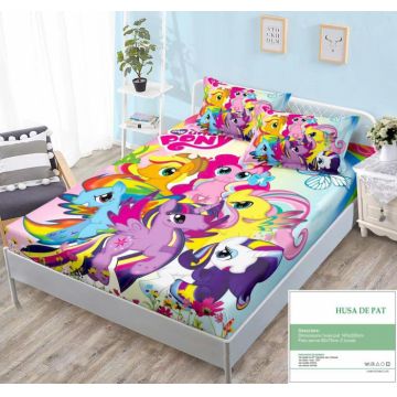 Husa Din Bumbac Tip Finet Cu Elastic 140x200 - My Little Pony