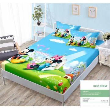 Husa Din Bumbac Tip Finet Cu Elastic 160x200 - I Love You