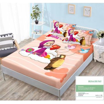 Husa Din Bumbac Tip Finet Cu Elastic 160x200 - Masha Ursul