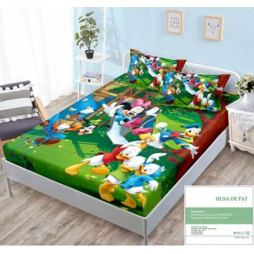 Husa Din Bumbac Tip Finet Cu Elastic 160x200 - Minnie In Parc