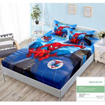 Husa Din Bumbac Tip Finet Cu Elastic 160x200 - Spider-Man