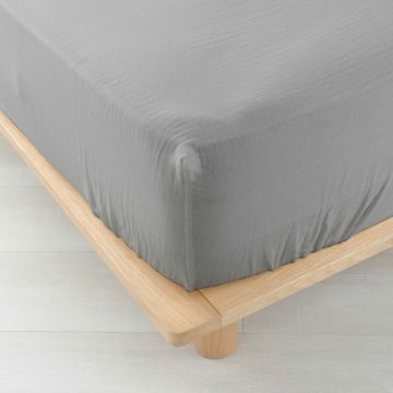 Cearceaf gri din muselină cu elastic 140x190 cm Angelia – douceur d'intérieur