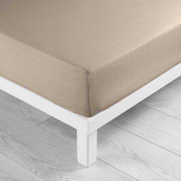 Cearceaf maro deschis din bumbac cu elastic 180x200 cm Lina – douceur d'intérieur