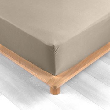 Cearceaf maro deschis din bumbac percal cu elastic 140x190 cm Percaline – douceur d'intérieur