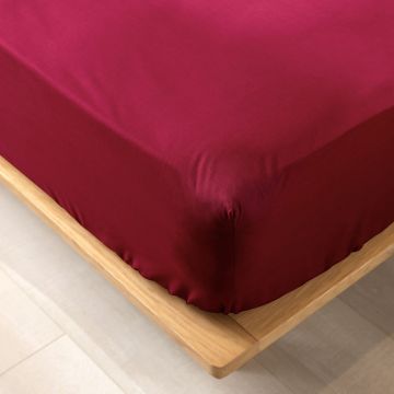 Cearceaf roșu din bumbac organic cu elastic 90x190 cm Biolina – douceur d'intérieur