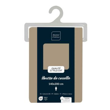 Lenjerie de pat maro deschis din bumbac pentru pat de o persoanÄ140x200 cm Lina âu0080douceur d'intÃ©rieur