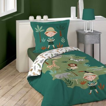 Lenjerie de pat pentru copii din bumbac pentru pat de o persoană 140x200 cm Leo L'Explorateur – douceur d'intérieur