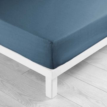 Cearceaf albastru din microfibră cu elastic 140x190 cm Oscar – douceur d'intérieur