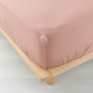 Cearceaf roz din muselină cu elastic 140x190 cm Angelia – douceur d'intérieur