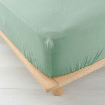 Cearceaf verde deschis din muselină cu elastic 140x190 cm Angelia – douceur d'intérieur