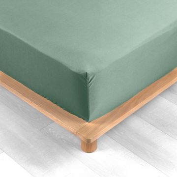 Cearceaf verde din bumbac percal cu elastic 180x200 cm Percaline – douceur d'intérieur