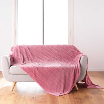Cuvertură roz din microflanel 180x220 cm Arya – douceur d'intérieur