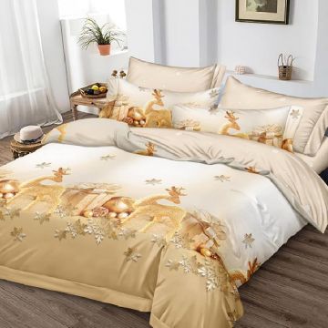 Lenjerie 1 Persoana Craciun Noel V33 4 Piese (Finet)