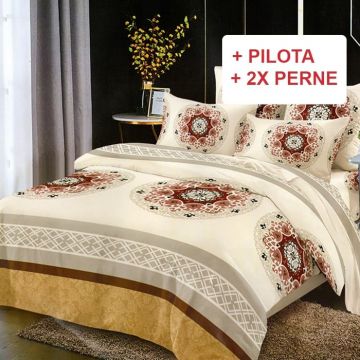 Pachet Lenjerie cu Elastic 180x200 cm + Pilota + Perne Gabriela (Finet)