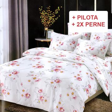 Pachet Lenjerie cu Elastic 180x200 cm + Pilota + Perne Ihana (Finet)