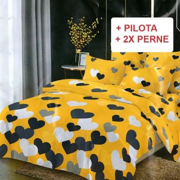 Pachet Lenjerie cu Elastic 180x200 cm + Pilota + Perne Rani (Finet)