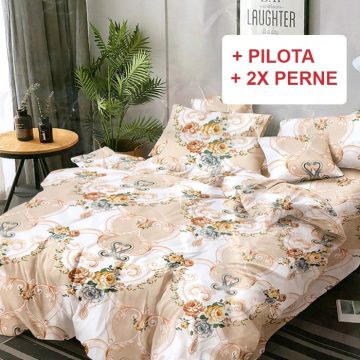 Pachet Lenjerie cu Elastic 180x200 cm + Pilota + Perne Ruven (Finet)