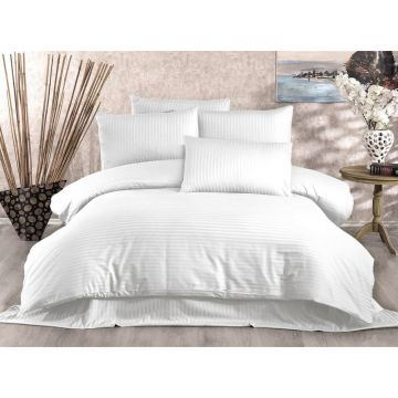 Lenjerie de pat albă din damasc pentru pat dublu/extinsă 240x220 cm Lilyum – Mijolnir