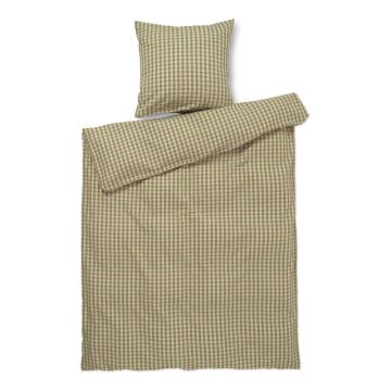 Lenjerie de pat verde/roz din țesătură crep pentru pat de o persoană/extinsă 140x220 cm Bæk&Bølge – JUNA