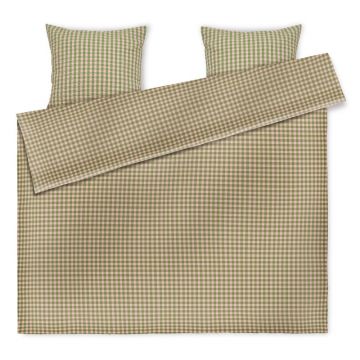 Lenjerie de pat verde/roz din țesătură crep pentru pat dublu/extinsă 200x220 cm Bæk&Bølge – JUNA
