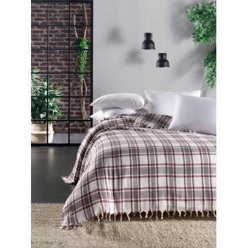 Cuvertură de pat double, Crem, 240 x 200 cm,100% Bumbac