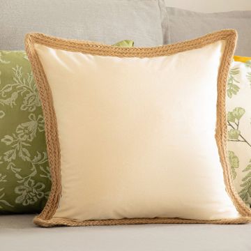 Fata de perna Arvi, Homla, 45x45 cm, bumbac, crem/maro