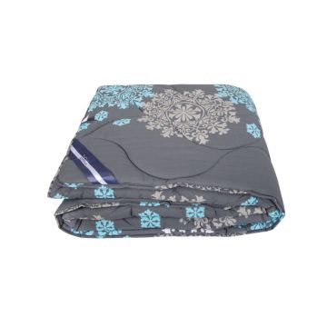 Lenjerie de pat bumbac polycotton Artemis, pentru pat de 2 persoane, XXL, gri/turcoaz