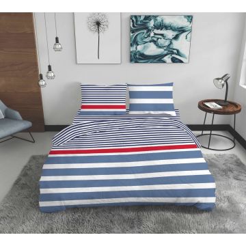 Lenjerie de pat dubla Marino, Bedora, 4 piese, 200x220 cm, 100% bumbac, multicolor