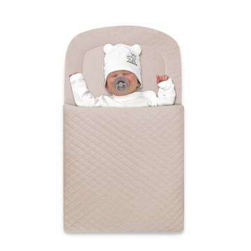 Paturica de infasat Qmini 72x45 cm din catifea matlasata Pink Beige