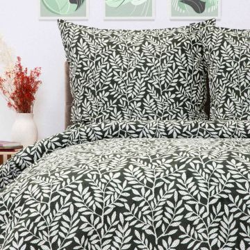 Lenjerie de pat dubla Dessie, Homla, 3 piese, 160x200 cm, microfibra din poliester, verde