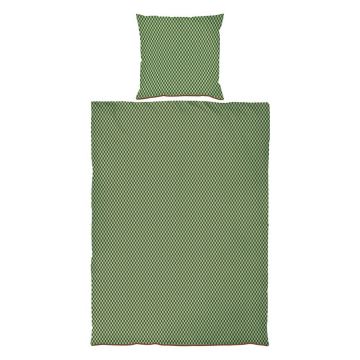 Lenjerie de pat verde/bej din bumbac satinat pentru pat de o persoană/extinsă 140x220 cm Mini – Mette Ditmer Denmark