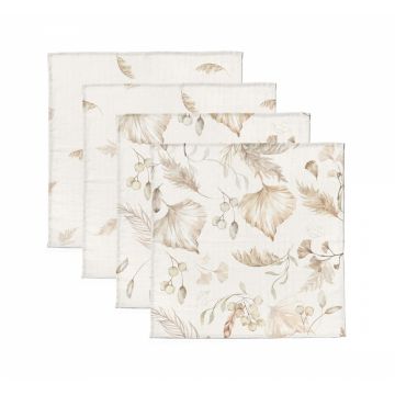 Set 4 museline multifunctionale din bumbac si bambus Boho 30x30 cm