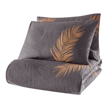 Set cuvertură și față de pernă gri din bumbac ranforcé 200x220 cm Olivia – Mijolnir