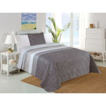 Set cuvertură și față de pernă gri matlasat 140x220 cm Plaza – My House
