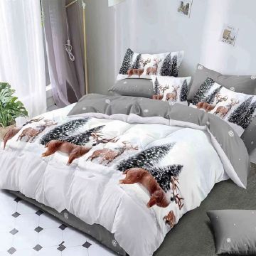 Lenjerie 1 Persoana Craciun Noel V1 4 Piese (Finet)