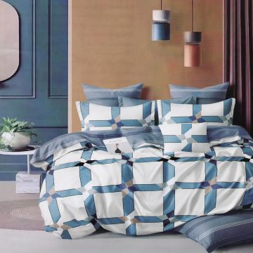 Lenjerie de pat 2PXXL bumbac finet 4 piese, cearceaf pat clasic 220x230, cearceaf pilota 200x220, 2 fete perna 50x70, ELV101