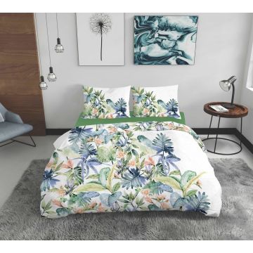 Lenjerie de pat dubla Jungle, Bedora, 4 piese, 200x220, 100% bumbac, multicolor