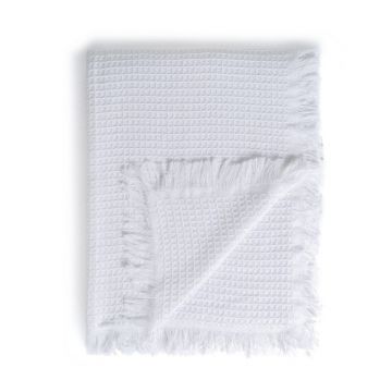 Cuvertură albă din bumbac reciclat 260x280 cm Honeycomb – Ixia