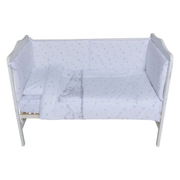 Lenjerie patut cu 5 piese 120x60 cm Animalute fond alb