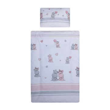 Lenjerie patut cu 7 piese 120x60 cm Hipo roz