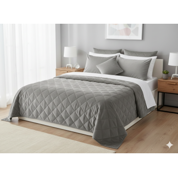 Cuvertura de pat velour, Somnart, 220x240 cm, gri