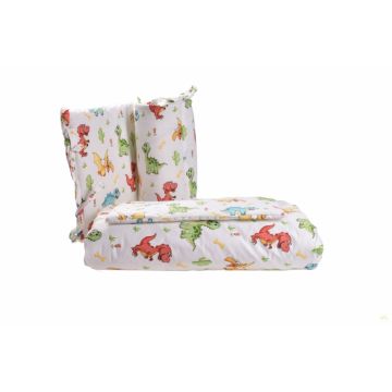 Lenjerie 6 piese patut 120x60 cm bumbac model Dinozauri